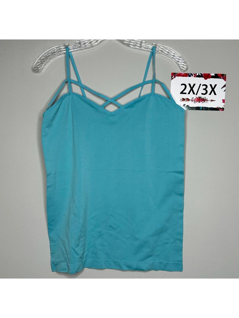 Aqua Blue 2X 3X Plus Size Zenana Outfitter camisole tank 2X